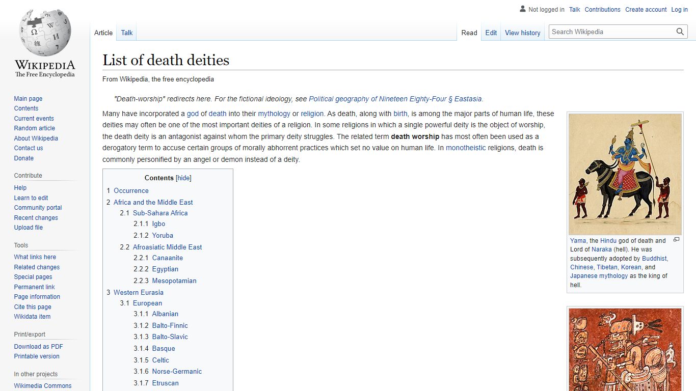 List of death deities - Wikipedia